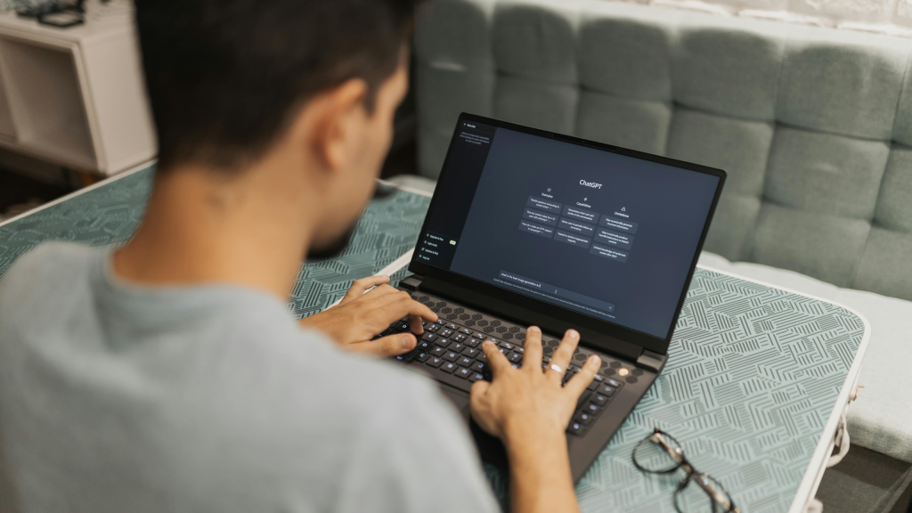 Man using ChatGPT to search something